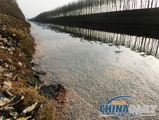 新墨河面上污水卷起褐紅泡沫連綿1000余米，空氣中怪味刺鼻。污水長期侵蝕浸染，致新墨河岸泥土變色，刺目驚心。