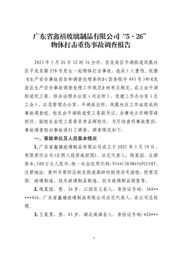 龍崗平湖“5·26”物體打擊重傷事故調(diào)查報告
